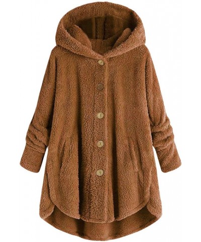 Oversized Cardigans for Women Hooded Fleece Faux Fur Hooded Coats Button Soft Coats Long Sleeve Teddy Bear Jacket Sherpa Jack...