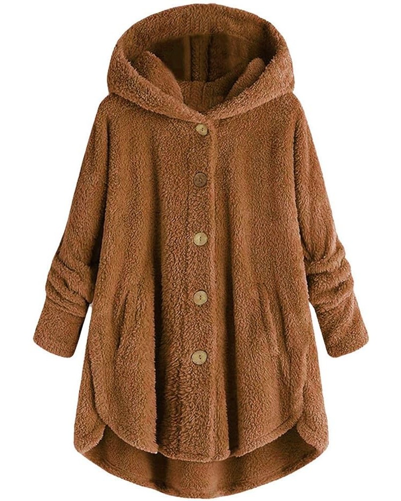 Oversized Cardigans for Women Hooded Fleece Faux Fur Hooded Coats Button Soft Coats Long Sleeve Teddy Bear Jacket Sherpa Jack...