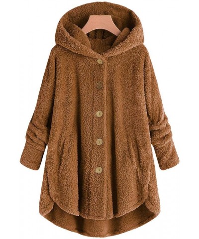 Oversized Cardigans for Women Hooded Fleece Faux Fur Hooded Coats Button Soft Coats Long Sleeve Teddy Bear Jacket Sherpa Jack...