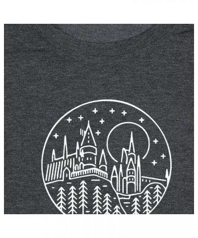 Funny Castle Shirt Women Cute Family Vacation T-Shirt Wizard Shirt Short Sleeve Tops Dark Grey $8.54 T-Shirts