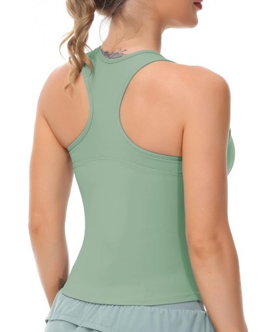 Womens' Racerback Workout Tank Tops with Built in Bra Sleeveless Slim Fit Jasmine Green $12.74 Activewear