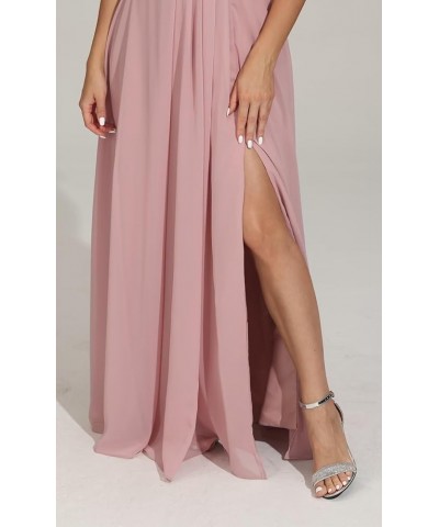 V Neck Bridesmaid Dresses Long with Slit Flutter Sleeves Wedding Guest Dress Formal Evening Dresses with Pockets Blush Pink $...