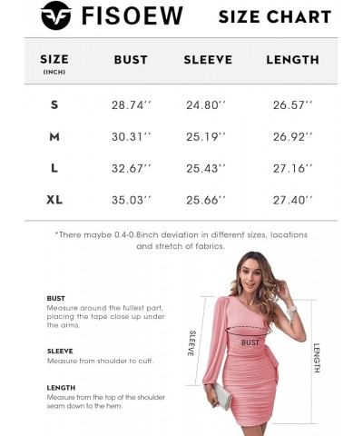 Women's One Shoulder Bodycon Dress Mesh Long Sleeve Ruched Tie Waist Party Cocktail Club Mini Dresses Green $26.99 Dresses