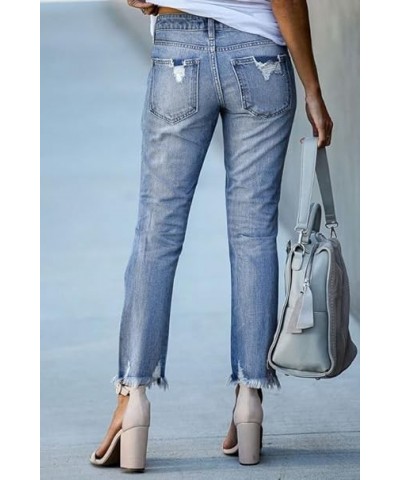 Womens High Waist Ripped Bootcut Jeans Pull On Pants Stretchy Button Zipper Fly Straight Leg Jeans Large 607-lightblue $23.31...