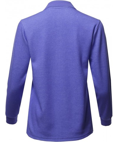 Women's Casual Basic Sporty Long Sleeve Polo Collar T-Shirt Kxwtel0001 Blue $13.20 Shirts