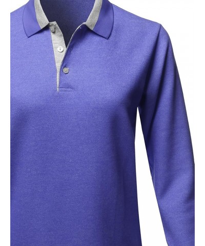 Women's Casual Basic Sporty Long Sleeve Polo Collar T-Shirt Kxwtel0001 Blue $13.20 Shirts