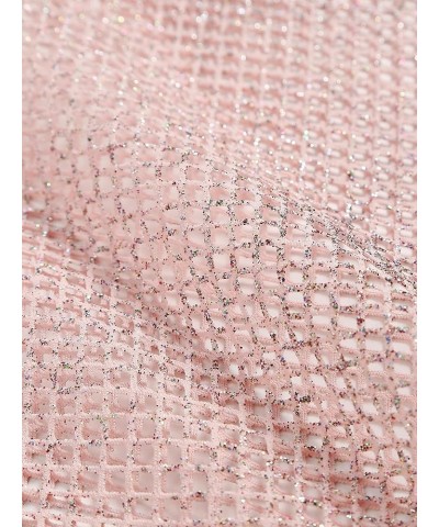 Women's Sleeveless Glitter Sparkle Tops See Through Fishnet Crop Top for Party Club 0198-pink $7.79 Tanks