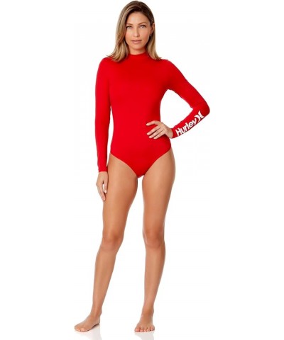 Women's Standard OAO Long Sleeve Retro Surf Suit Red Pepper $46.55 Swimsuits