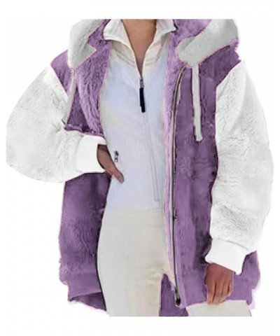 Fall Flannel For Women 2023 Trendy,Sherpa Hoodie Lined Jacket Women Faux Fur Shearling Fleece Zip Shacket 03-purple $13.12 Ja...