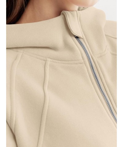 Womens Zip Up Cropped Hoodies Fleece Full Zipper Sweatshirts Pullover Winter Clothes Sweater with Pocket Apricot $14.00 Hoodi...