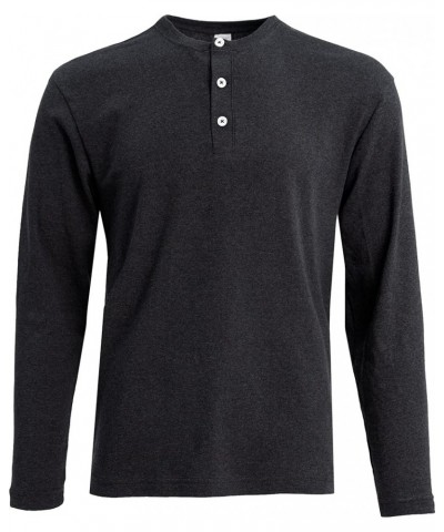 Unisex Long Sleeve Henley Shirt Carbon $19.60 Tops