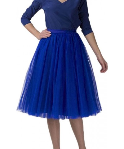 Women's Princess Short Knee Length Tutu Skirt Crinoline for Prom Party Royal Blue $10.71 Skirts