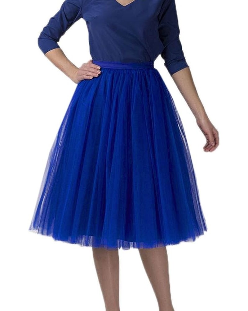 Women's Princess Short Knee Length Tutu Skirt Crinoline for Prom Party Royal Blue $10.71 Skirts