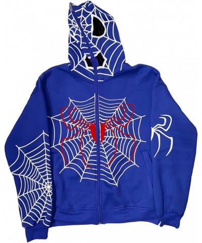 Women Butterfly Skull Long Sleeve Zip Up Hoodie Jacket Lightweight Sweatshirt Coat with Kangaroo Pocket B4 Spiderweb Blue $11...