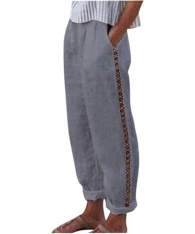 Linen Pants Women Summer 2023 Casual Loose Wide Leg Lounge Trousers Lightweight Breathable Flowy Beach Boho Pants 38 Gray $9....