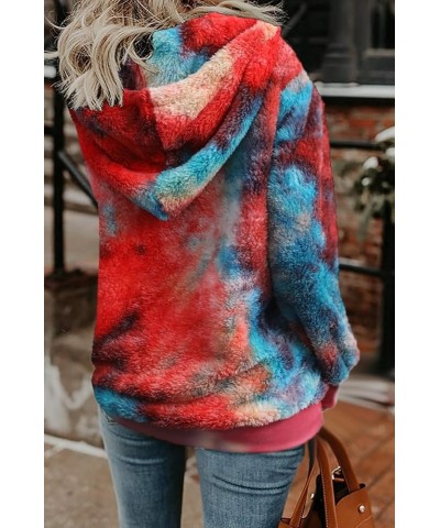 Womens Sherpa Pullover Oversized Fuzzy Hoodie Double Fleece Sweatshirts Fluffy Buffalo Plaid Outerwear A-red Blue $19.37 Hood...