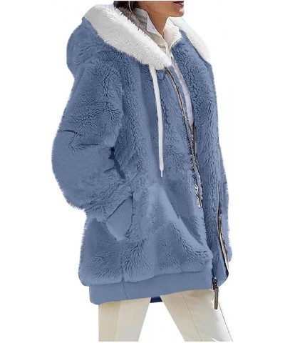 Fleece Jacket Sherpa Jackets for Women 2023 Fall Winter Fuzzy Fleece Jacket Casual Loose Hooded Coats Outerwear 01-light Blue...