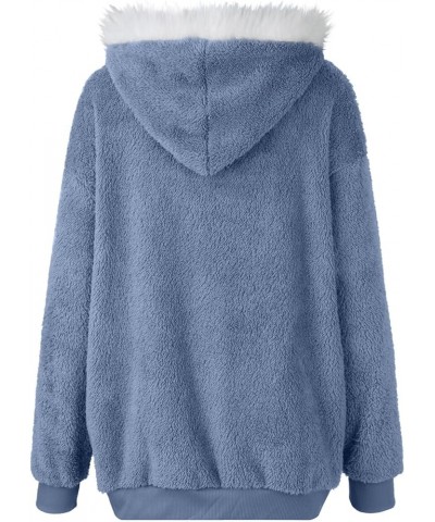 Fleece Jacket Sherpa Jackets for Women 2023 Fall Winter Fuzzy Fleece Jacket Casual Loose Hooded Coats Outerwear 01-light Blue...