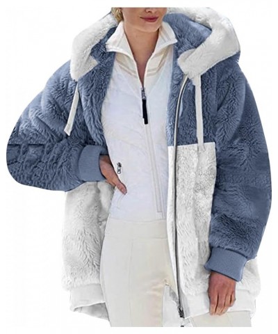 Fleece Jacket Sherpa Jackets for Women 2023 Fall Winter Fuzzy Fleece Jacket Casual Loose Hooded Coats Outerwear 01-light Blue...