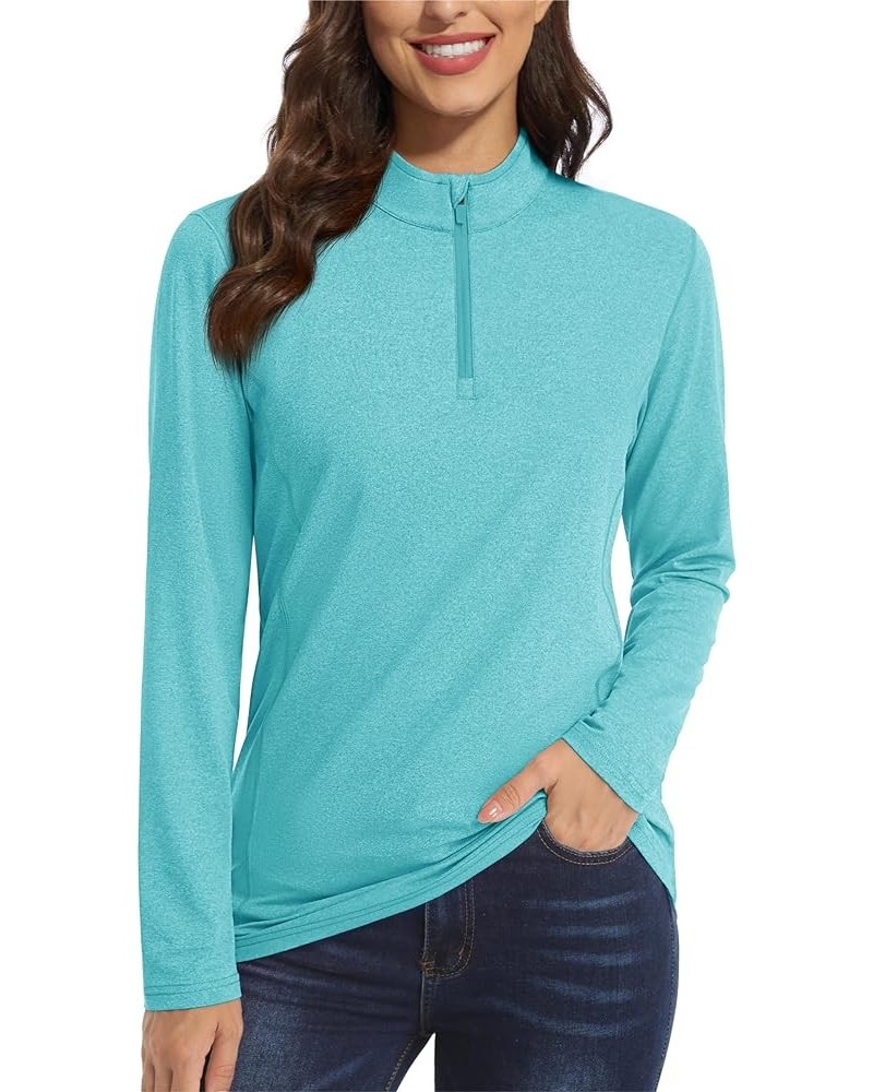 Women's 1/4 Zip Pullover UPF 50+ Long Sleeve Shirts Quick Dry Lightweight Hiking Athletic Workout Shirt Rash Guard Light Gree...