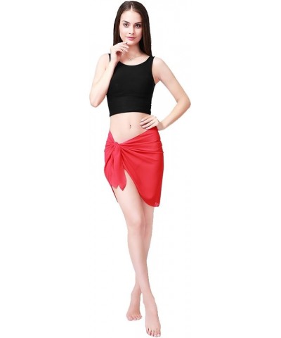 Women's Soft Wrap Beach Swimwear Short/Knee Length/Long Cover Up Pareo Swimsuit Wrap Solid/Patterns Chiffon Solid-red $11.21 ...