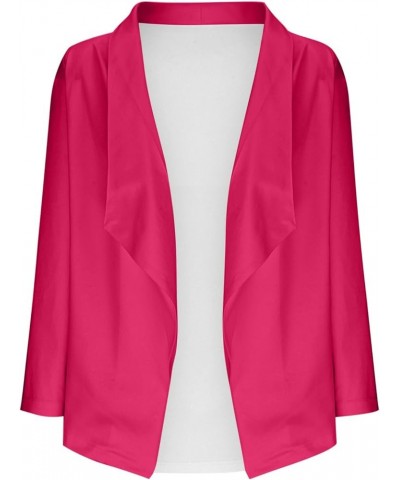 Cropped Blazers Womens 2023 Fall Winter Casual Solid Suiting Coats Jacket Open Front Long Sleeve Cardigan Outerwear Hot Pink-...