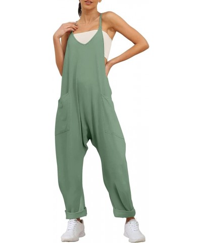 Womens Jumpsuits Casual Summer Onesie Rompers Sleeveless Loose Baggy Overalls Jumpers with Pockets 2024 Clothes 2-green $13.8...