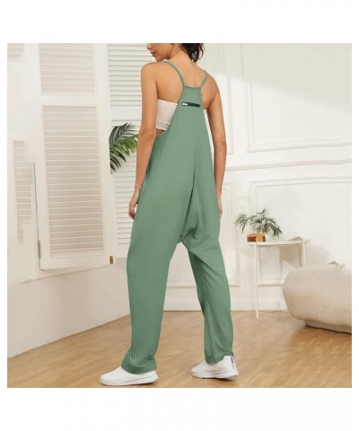 Womens Jumpsuits Casual Summer Onesie Rompers Sleeveless Loose Baggy Overalls Jumpers with Pockets 2024 Clothes 2-green $13.8...