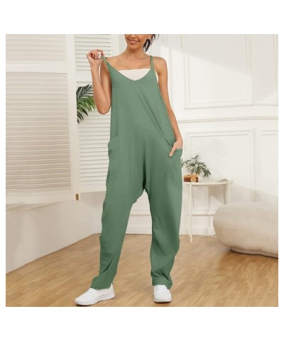 Womens Jumpsuits Casual Summer Onesie Rompers Sleeveless Loose Baggy Overalls Jumpers with Pockets 2024 Clothes 2-green $13.8...