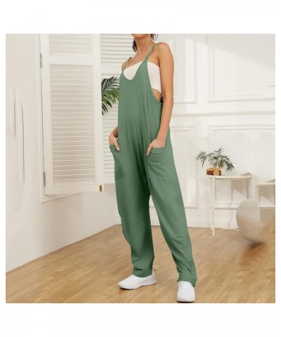 Womens Jumpsuits Casual Summer Onesie Rompers Sleeveless Loose Baggy Overalls Jumpers with Pockets 2024 Clothes 2-green $13.8...