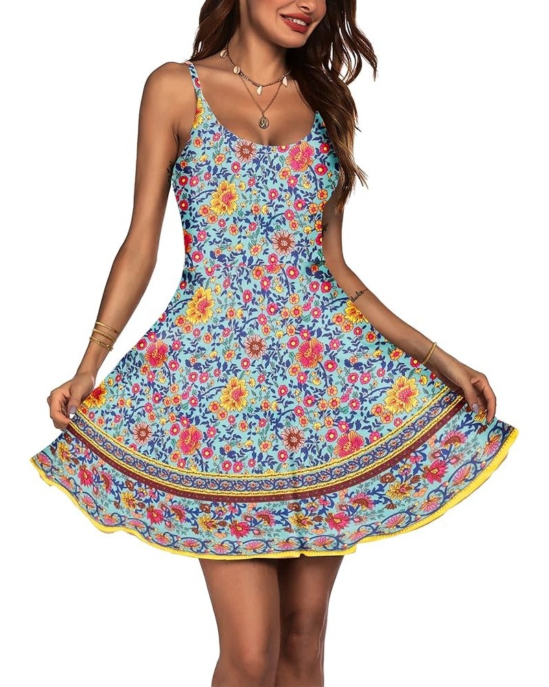 Women's 2023 Summer Dress Adjustable Spaghetti Strap Boho Floral Fit & Flare Beach Sundress Pattern 29 $14.19 Dresses