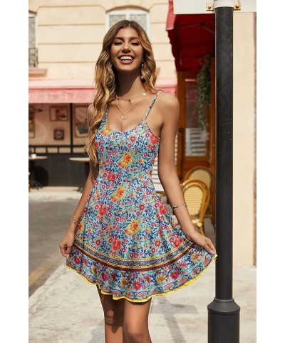 Women's 2023 Summer Dress Adjustable Spaghetti Strap Boho Floral Fit & Flare Beach Sundress Pattern 29 $14.19 Dresses