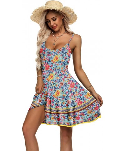 Women's 2023 Summer Dress Adjustable Spaghetti Strap Boho Floral Fit & Flare Beach Sundress Pattern 29 $14.19 Dresses