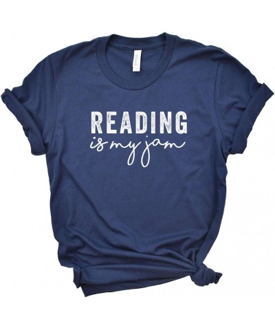 Reading is My Jam - Reading Short Sleeve Graphic Tee - White Ink True Navy Crew White Ink $12.50 T-Shirts