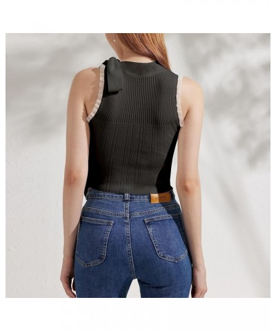 Women’s Sexy Lace Sleeveless Tank Tops Butterfly Round Neck Crop Knit Tops for Women Black $7.50 Tanks