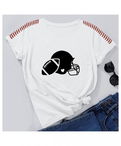 Plus Size Football Lovers' T Shirts Short Sleeve Football Graphic Crewneck Tops Game Day Casual Blouses S-5XL A-white $4.06 A...