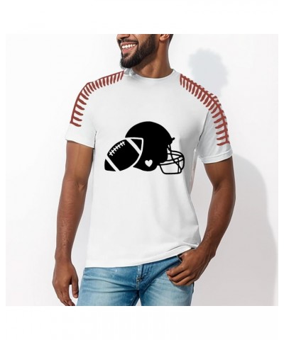 Plus Size Football Lovers' T Shirts Short Sleeve Football Graphic Crewneck Tops Game Day Casual Blouses S-5XL A-white $4.06 A...