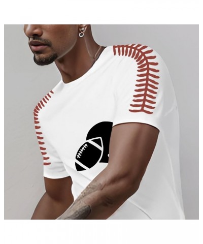 Plus Size Football Lovers' T Shirts Short Sleeve Football Graphic Crewneck Tops Game Day Casual Blouses S-5XL A-white $4.06 A...