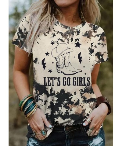 Women Cowgirl Shirts Let's Go Girls Tshirt Western Country Tshirt Bachelorette Party Short Sleeve Tee Tops As Shown $10.91 Tops