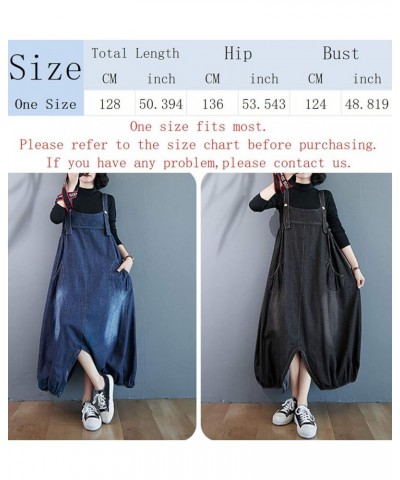 Women's Solid Jumpsuit Adjustable Belt Denim Bib Overall Casual Baggy Rompers Skirts Black $22.44 Overalls