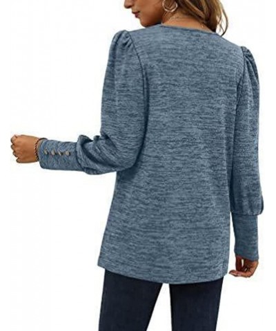 Womens Long Sleeve Tops Puff Tops Fall Long Sleeve Tops Tunic Button Down Shirts Casual Tops for Women-Green||XXL Gray Small ...