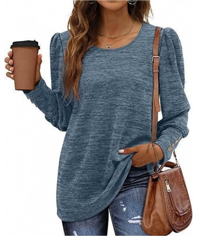 Womens Long Sleeve Tops Puff Tops Fall Long Sleeve Tops Tunic Button Down Shirts Casual Tops for Women-Green||XXL Gray Small ...