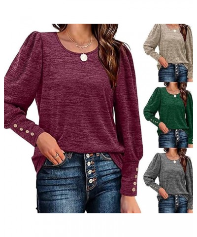 Womens Long Sleeve Tops Puff Tops Fall Long Sleeve Tops Tunic Button Down Shirts Casual Tops for Women-Green||XXL Gray Small ...