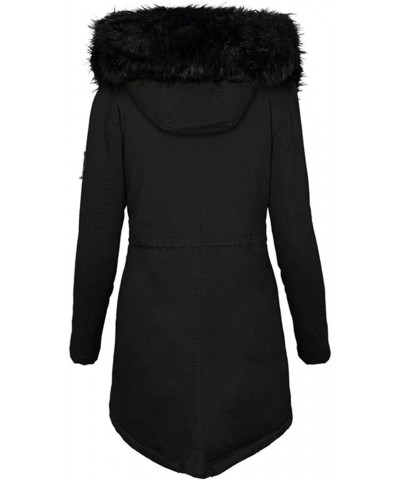 Women's Winter Fleece Fur Wool Jackets Slim Fit Button Down Trench Coats Hooded with Pockets 891 Zl D-black $18.04 Coats