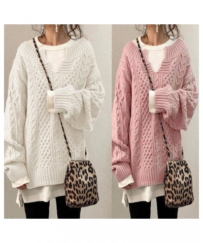 Slouchy Cable Knit Sweater Women Fall Fashion V-Neck,Sleeve Loose Cable Knit Sweater Pullover XX-Large C $20.29 Sweaters