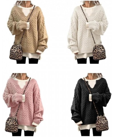 Slouchy Cable Knit Sweater Women Fall Fashion V-Neck,Sleeve Loose Cable Knit Sweater Pullover XX-Large C $20.29 Sweaters