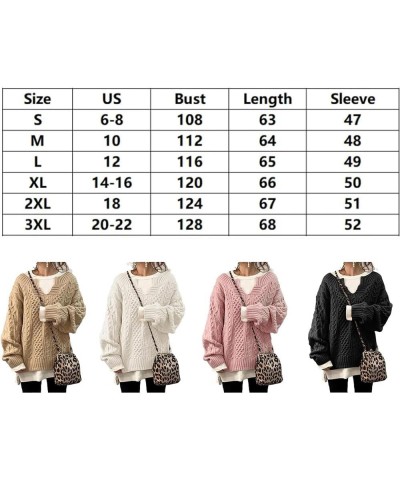 Slouchy Cable Knit Sweater Women Fall Fashion V-Neck,Sleeve Loose Cable Knit Sweater Pullover XX-Large C $20.29 Sweaters