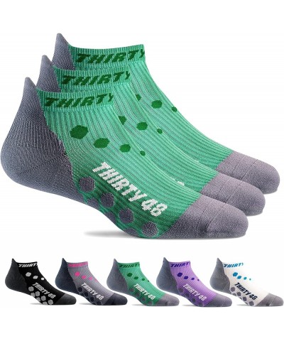 Compression Low Cut Running Socks for Men and Women | 15-20mmHg Compression Small [3 Pairs] Green/Gray $14.25 Activewear