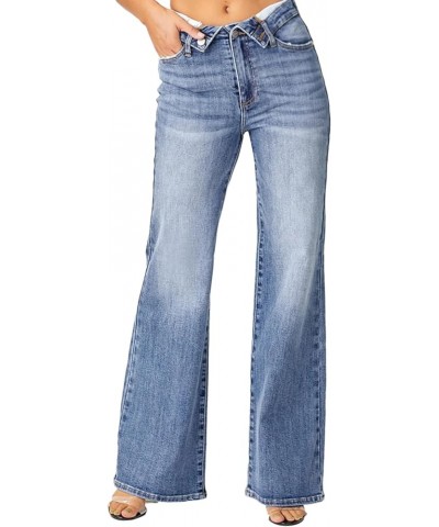 Risen Jeans - Mid Rise Flap Slim Wide Leg Pants - RDP5314 Mediumblue $43.17 Jeans