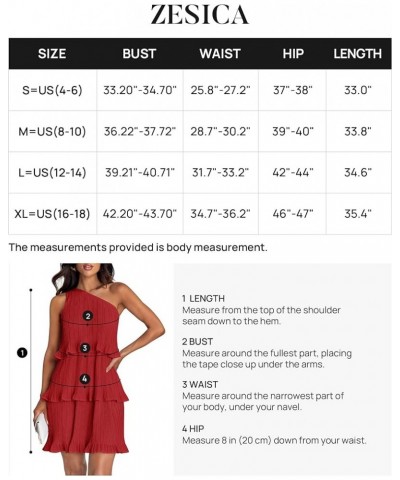 Women's 2024 Summer Sleeveless Mini Dress Boho One Shoulder Ruffle Tiered Layered Chiffon Flowy A Line Dresses Red $25.75 Dre...